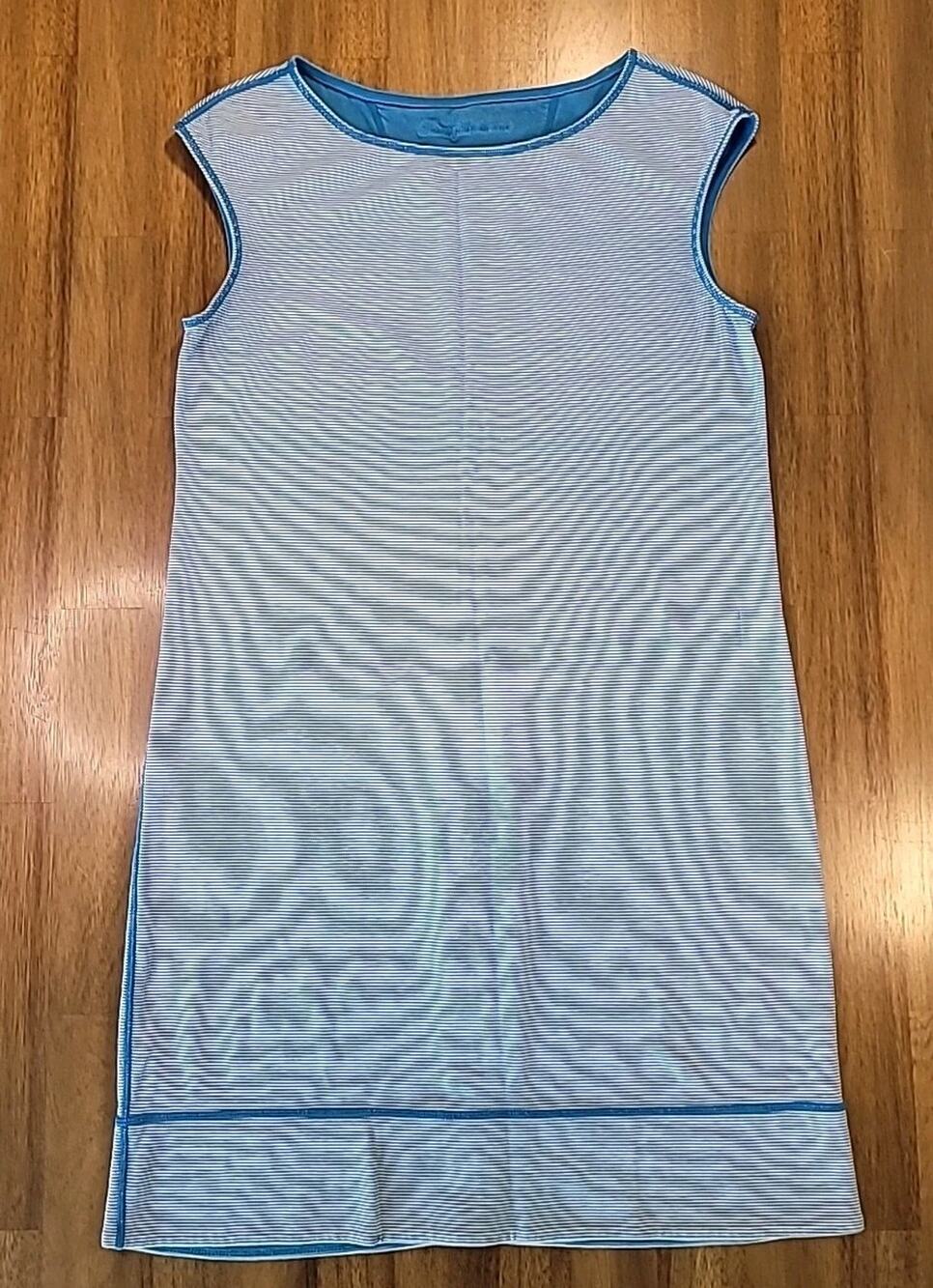 Tommy Bahama Reversible T Shirt Dress Blue Pinstripe EUC